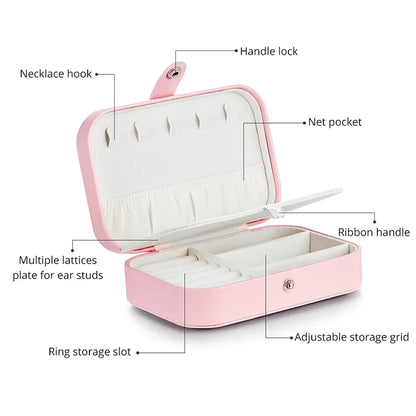 Boîte à bijoux « Treasure Keeper » en cuir synthétique rose pour bagues, colliers et plus encore