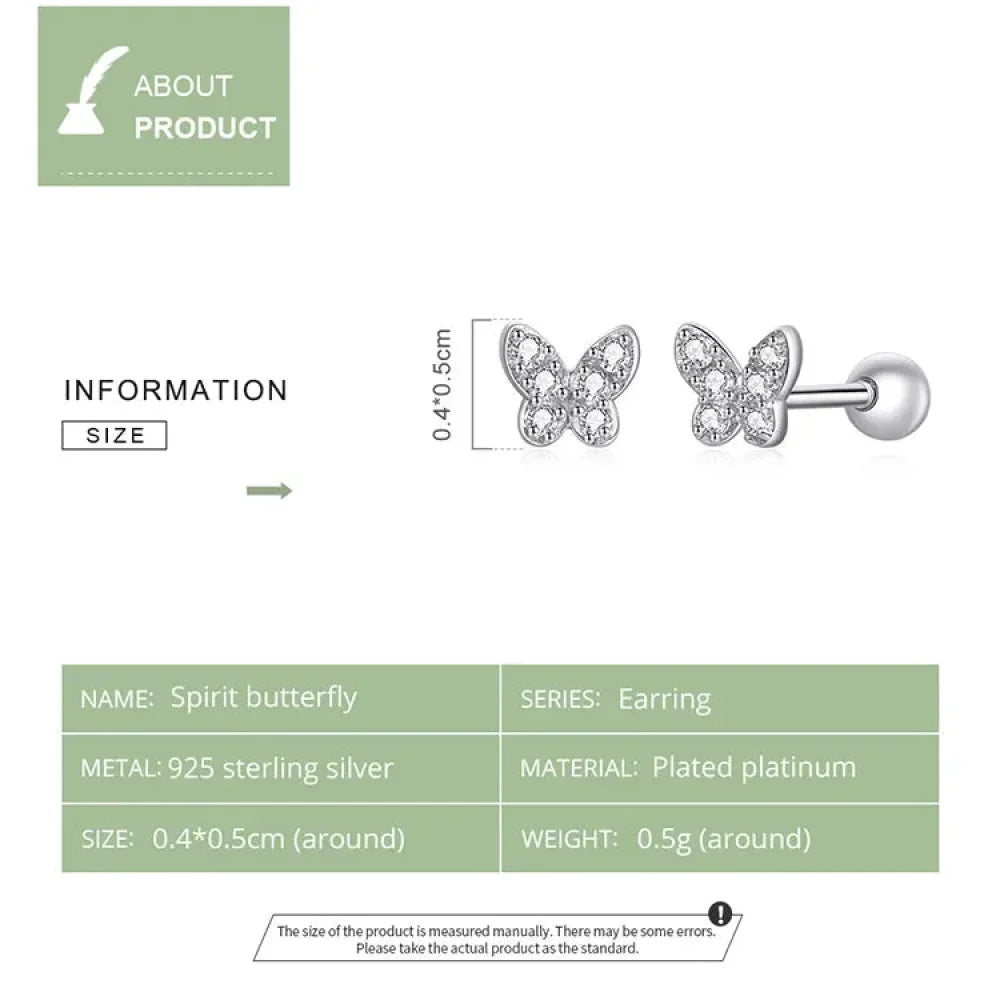 Boucles d'oreilles clous étoiles et papillons en argent sterling 925 - Bijoux délicats et raffinés