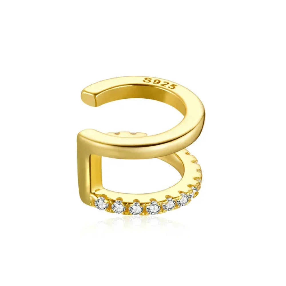 Manchette d'oreille en argent sterling 925 - Boucles d'oreilles clip élégantes couleur or pour femmes