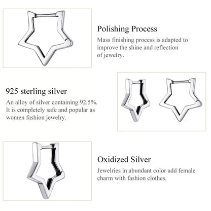 Boucles d'oreilles étoiles en argent sterling 925 - Boucles d'oreoreilles minimalistes en forme d'étoile pour femme - Bijoux de mode SCE1136