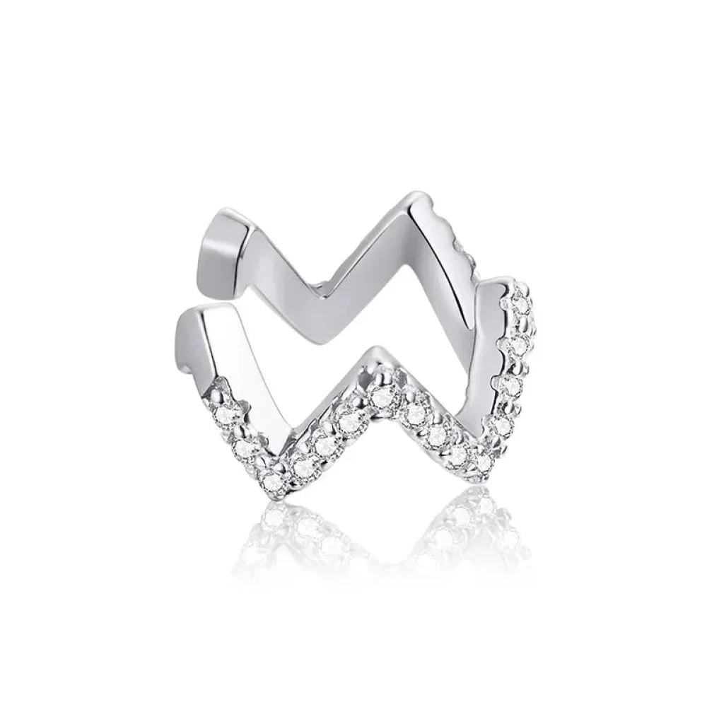 Manchette d'oreille en argent sterling 925 - Boucles d'oreilles clip élégantes couleur or pour femmes