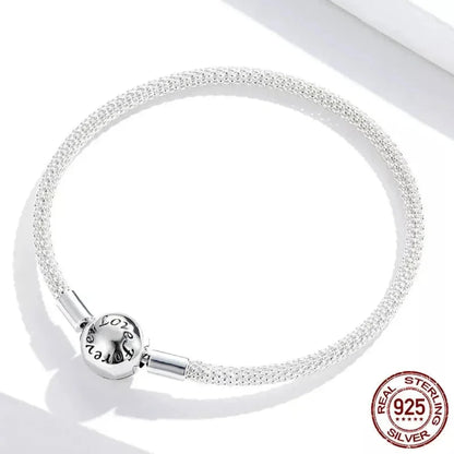 Bracelet de charme en mailles d'argent sterling – Perle « Amour éternel »