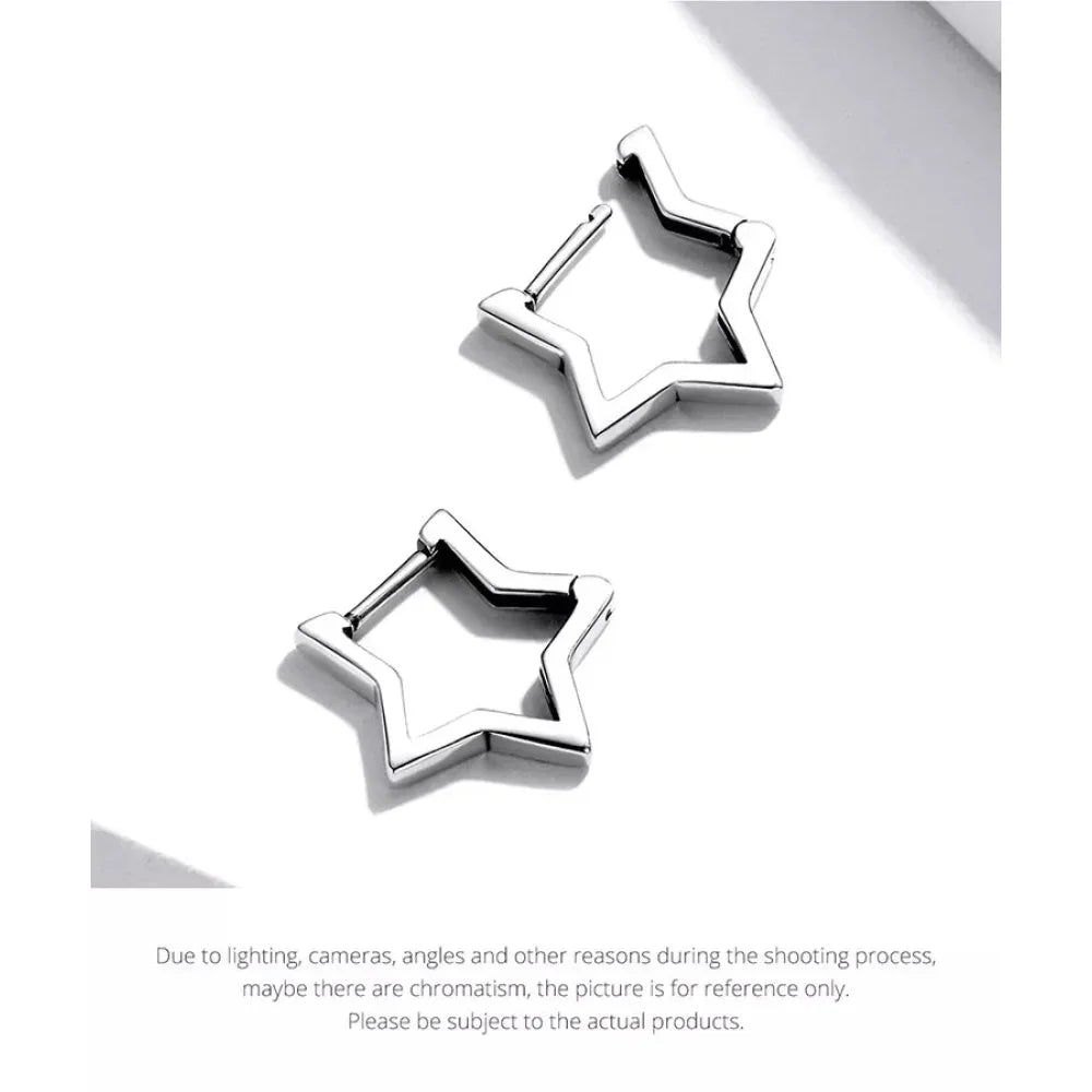 Boucles d'oreilles étoiles en argent sterling 925 - Boucles d'oreoreilles minimalistes en forme d'étoile pour femme - Bijoux de mode SCE1136