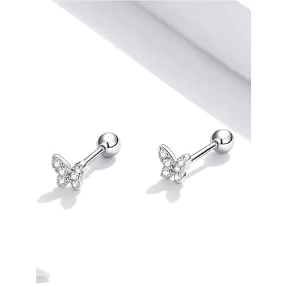 Boucles d'oreilles clous étoiles et papillons en argent sterling 925 - Bijoux délicats et raffinés