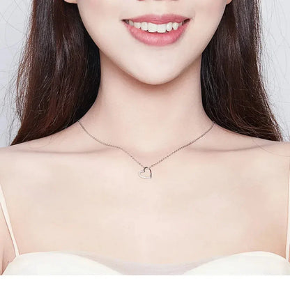Genuine 925 Sterling Silver The Shape Of Love Chain Necklace For Women - Fine Jewelry 18.11'' Collar