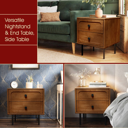 Savana Two Drawers Solid Wood Nightstand