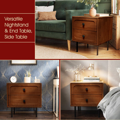 Savana Two Drawers Solid Wood Nightstand