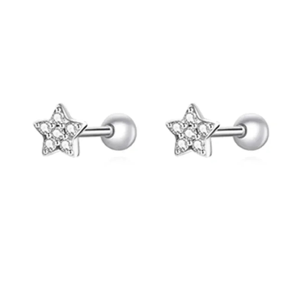 Boucles d'oreilles clous étoiles et papillons en argent sterling 925 - Bijoux délicats et raffinés