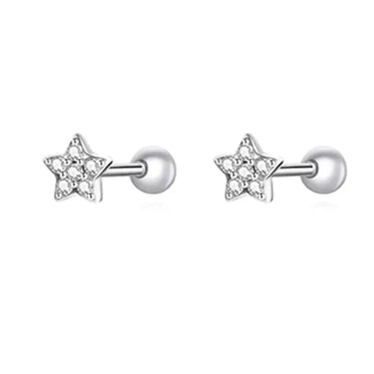 Boucles d'oreilles clous étoiles et papillons en argent sterling 925 - Bijoux délicats et raffinés
