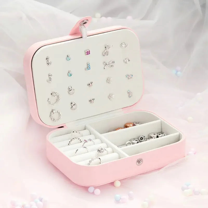 Boîte à bijoux « Treasure Keeper » en cuir synthétique rose pour bagues, colliers et plus encore