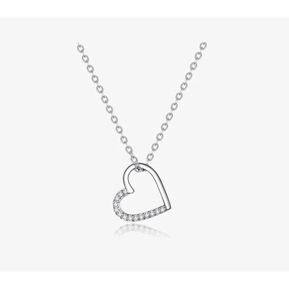 Genuine 925 Sterling Silver The Shape Of Love Chain Necklace For Women - Fine Jewelry 18.11'' Collar