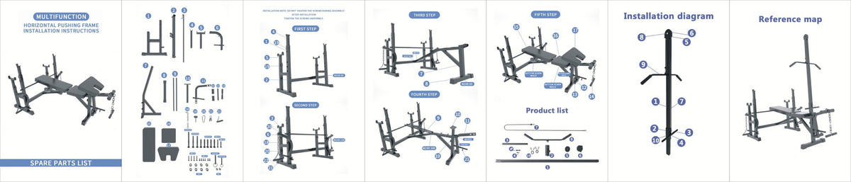 Banc de musculation réglable avec poulie de traction, pupitre à biceps et support pour barre ST6655