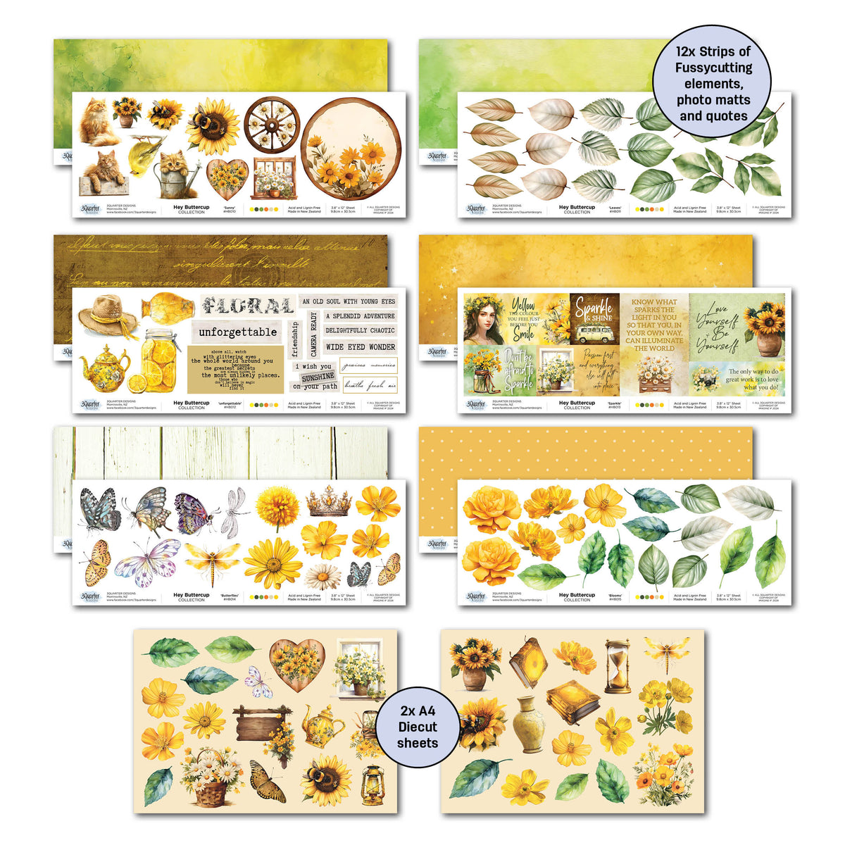 3Quarter Designs Hey Buttercup 12x12 Design Paper & Diecuts Set