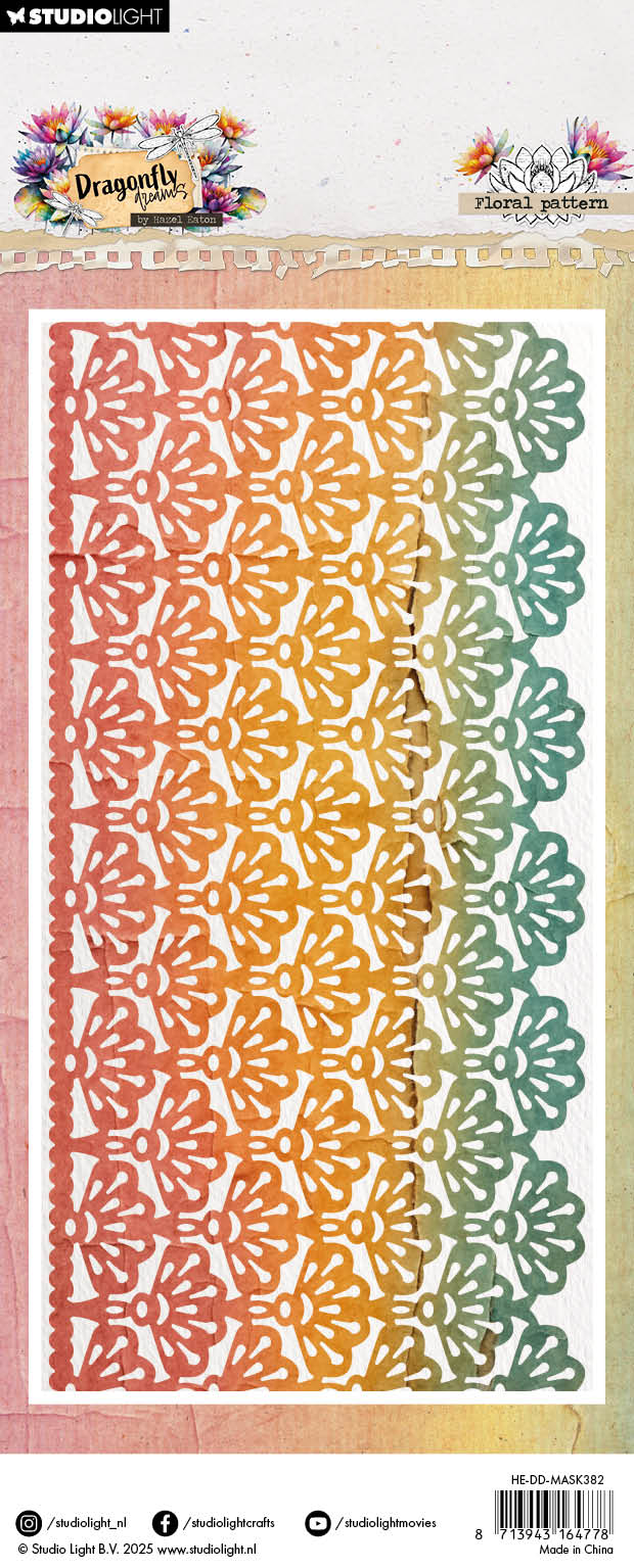 HE Masque Motif Floral Libellule Rêves 105x210x1mm 1 Pièces