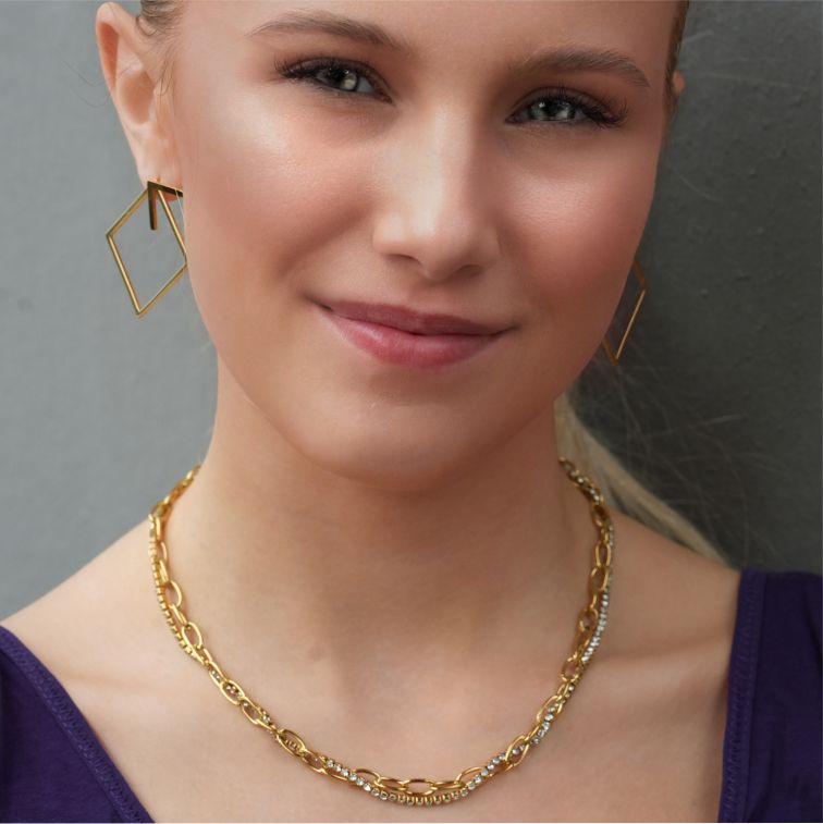 Collier à couches HERMINE avec zircone entrelacée et trombone