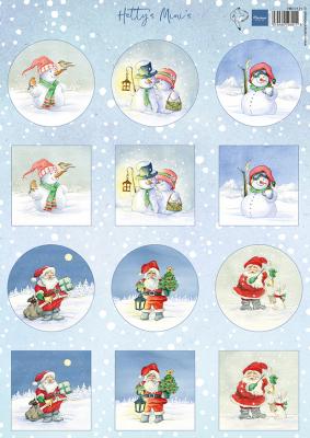 Marianne Design Feuille à découper A4 - Hetty's Minis - Bonshommes de neige et Père Noël
