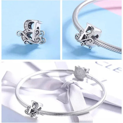 Pendentif Initiales en argent sterling 925 ajouré vintage