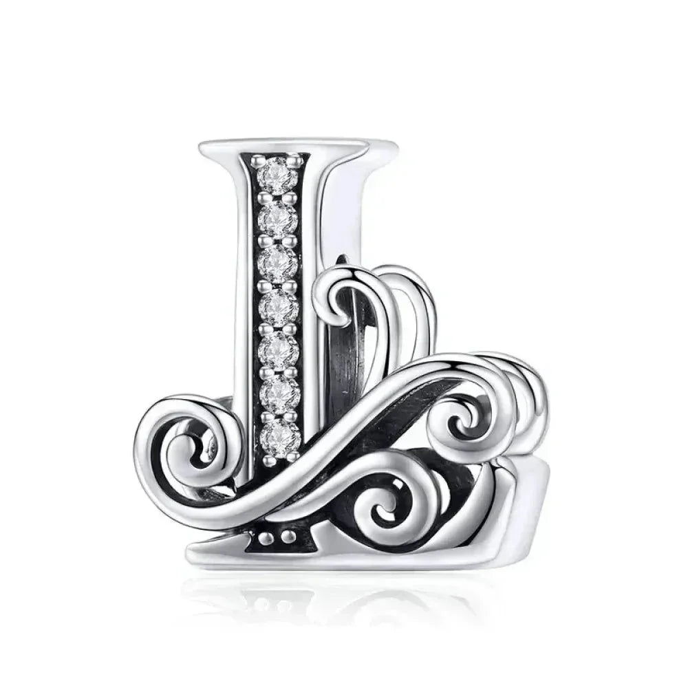 Pendentif Initiales en argent sterling 925 ajouré vintage