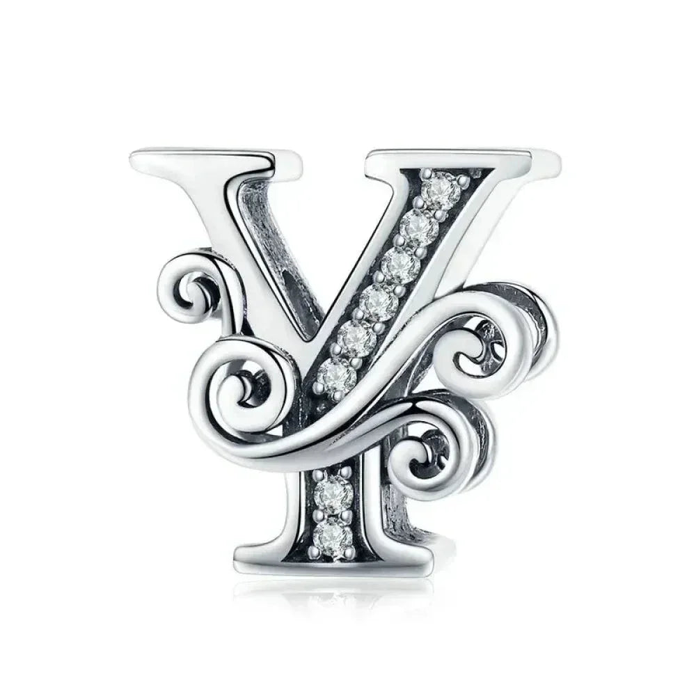 Pendentif Initiales en argent sterling 925 ajouré vintage
