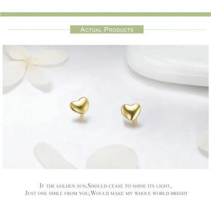 Boucles d'oreilles clous petites cœurs unies en argent sterling 925 | Bijoux fins minimalistes
