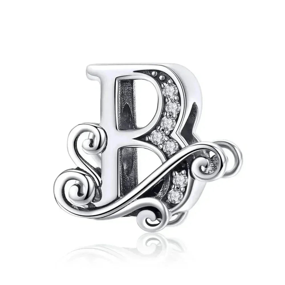 Pendentif Initiales en argent sterling 925 ajouré vintage