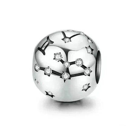 Vintage 925 Sterling Silver Twelve Constellations Star Sign Zodiac Beads Charms For Diy Bracelet Necklace