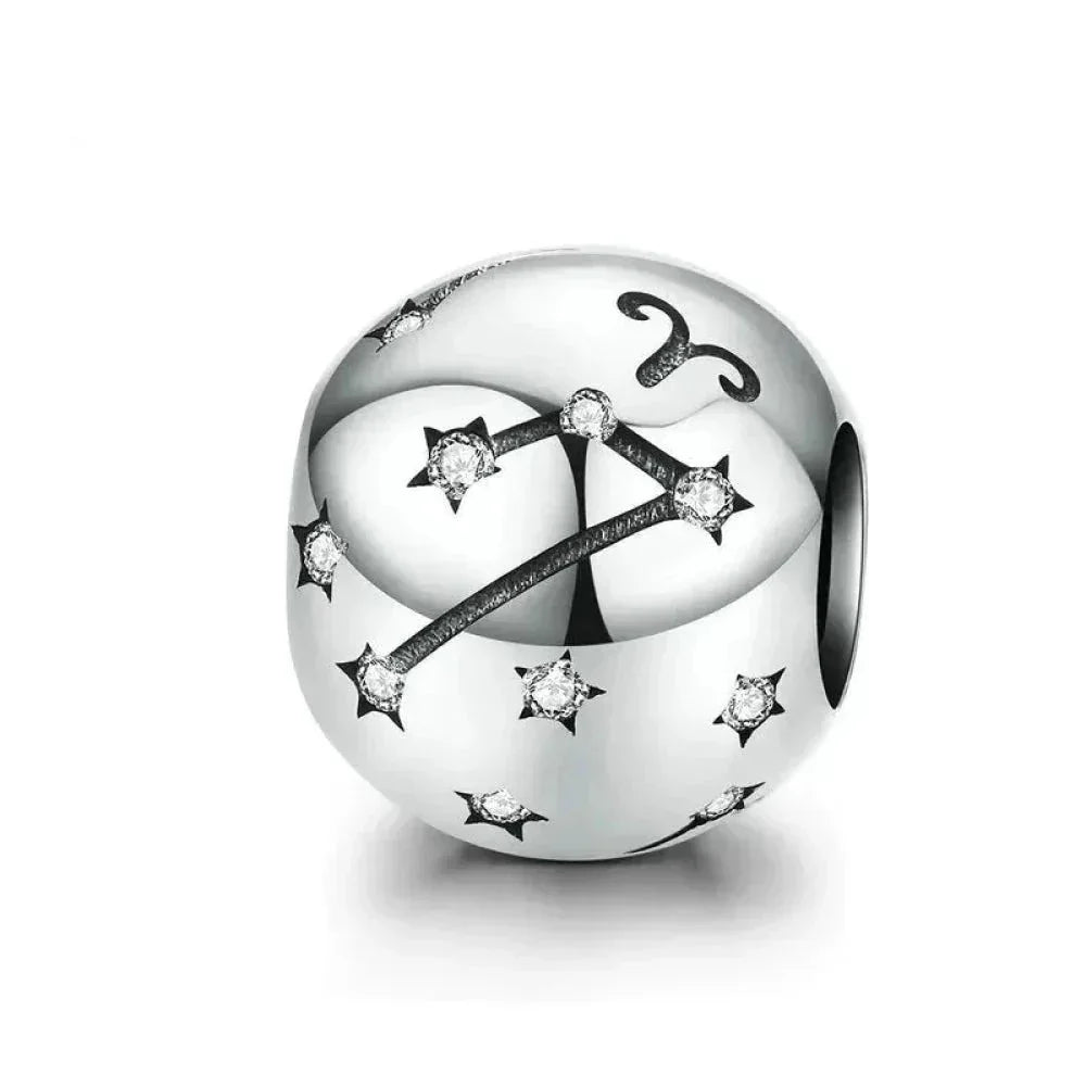 Vintage 925 Sterling Silver Twelve Constellations Star Sign Zodiac Beads Charms For Diy Bracelet Necklace