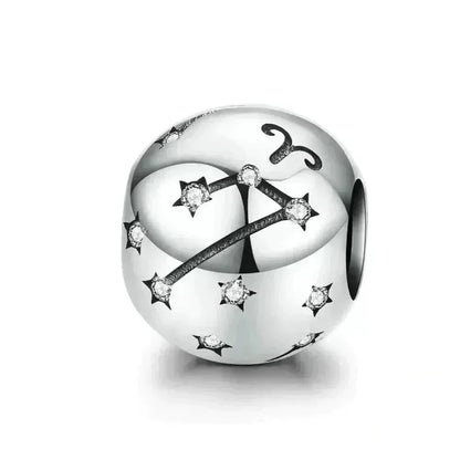 Vintage 925 Sterling Silver Twelve Constellations Star Sign Zodiac Beads Charms For Diy Bracelet Necklace