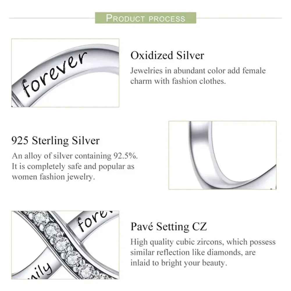 925 Sterling Silver Clear 5A Crystal Collection Family Heart X-Shape Charm Beads for Charm Bracelet & Necklace Pendant