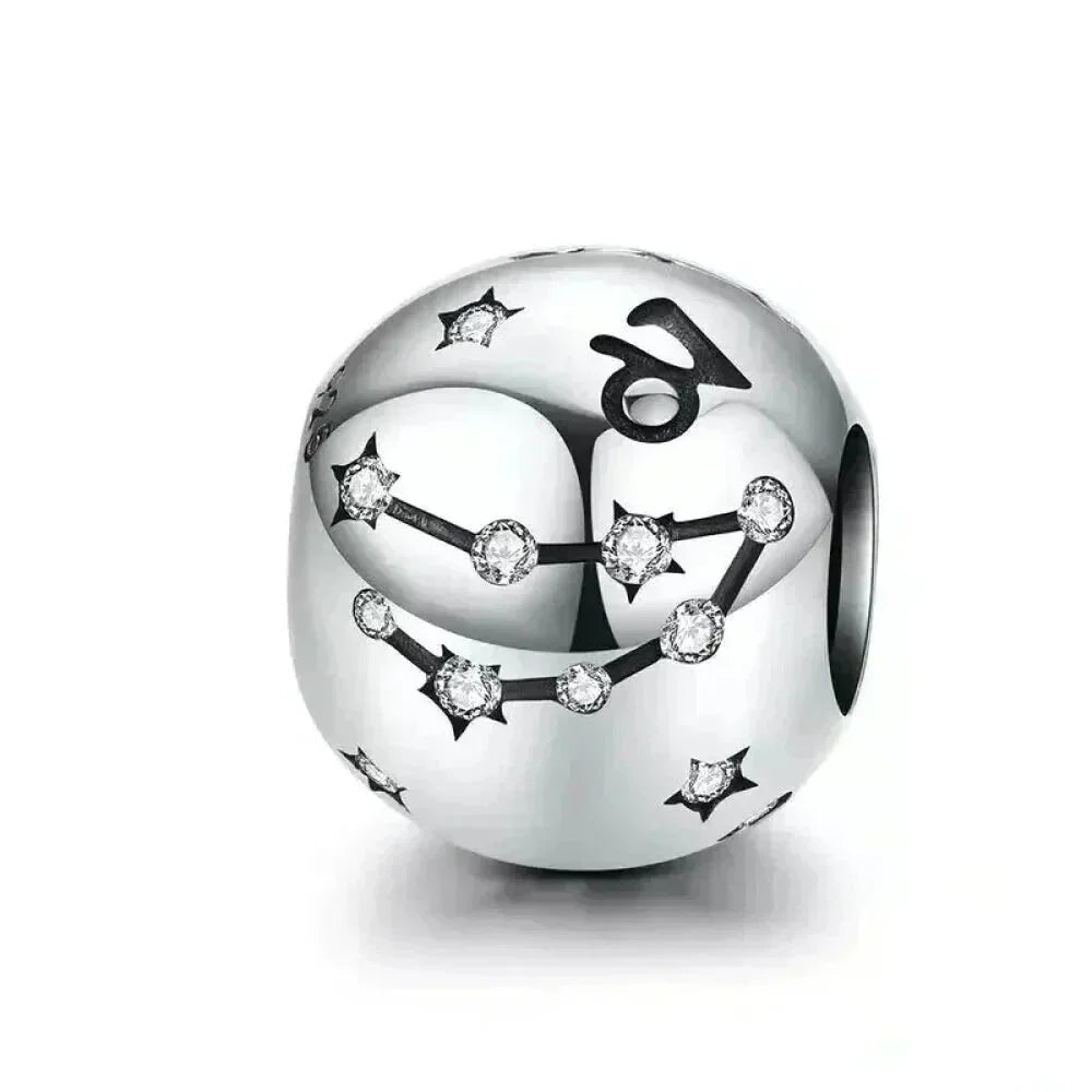 Vintage 925 Sterling Silver Twelve Constellations Star Sign Zodiac Beads Charms For Diy Bracelet Necklace