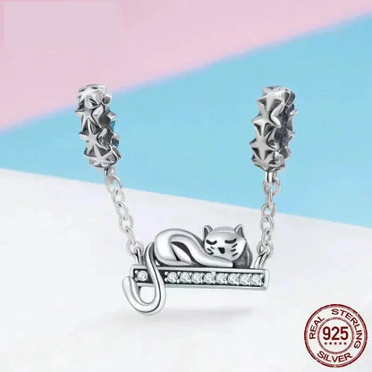 Parfaitement Céleste : adorable breloque étoile chat (argent 925)