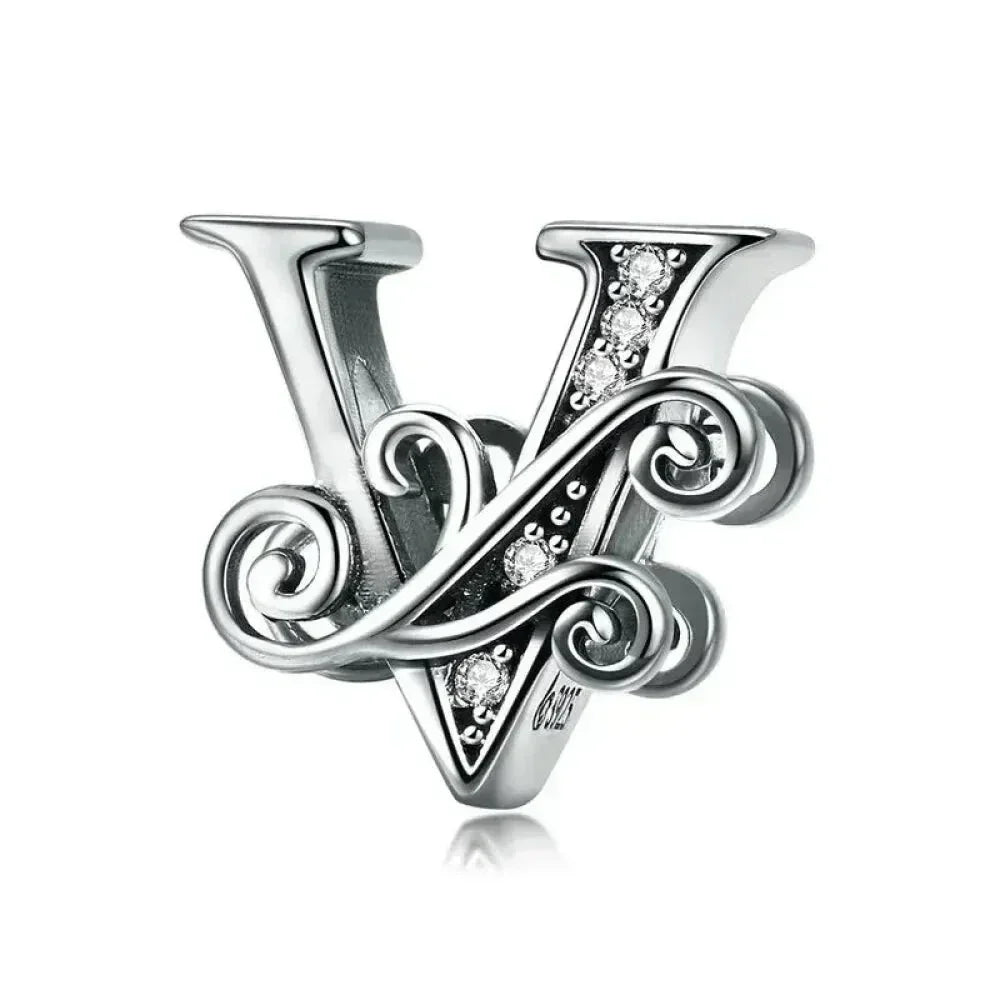 Pendentif Initiales en argent sterling 925 ajouré vintage
