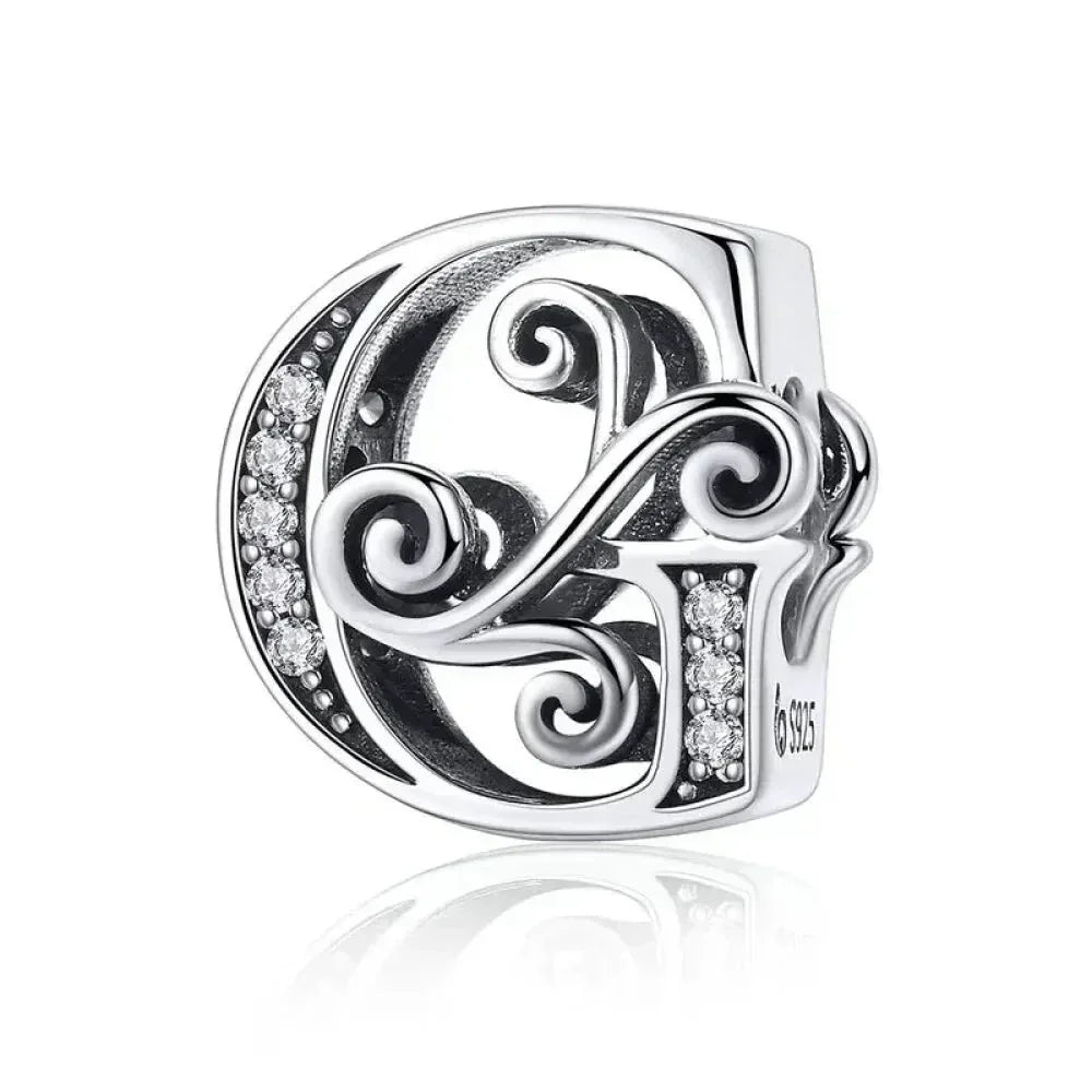Pendentif Initiales en argent sterling 925 ajouré vintage