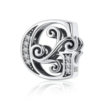 Pendentif Initiales en argent sterling 925 ajouré vintage