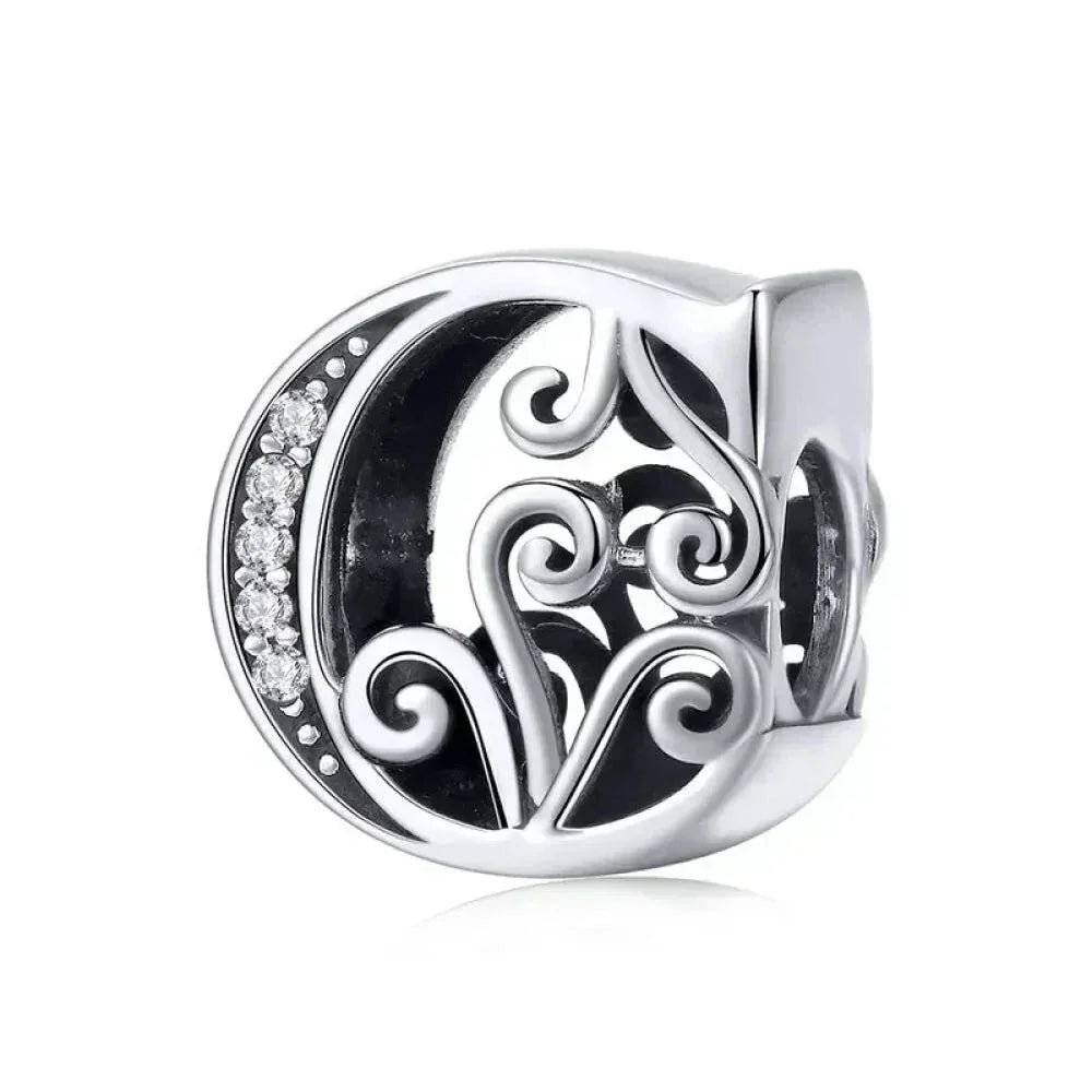 Pendentif Initiales en argent sterling 925 ajouré vintage