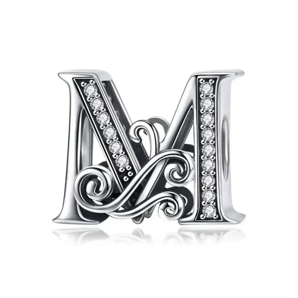Pendentif Initiales en argent sterling 925 ajouré vintage