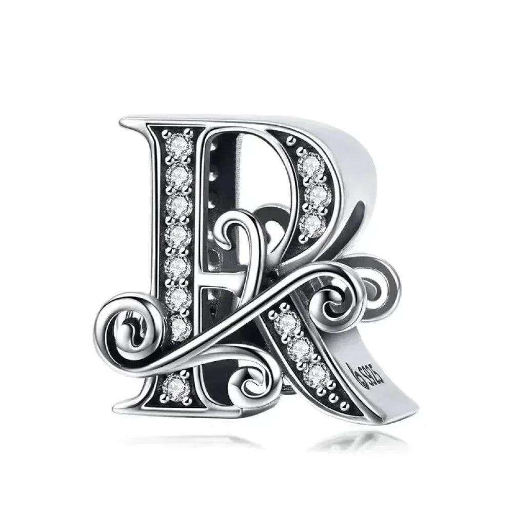 Pendentif Initiales en argent sterling 925 ajouré vintage