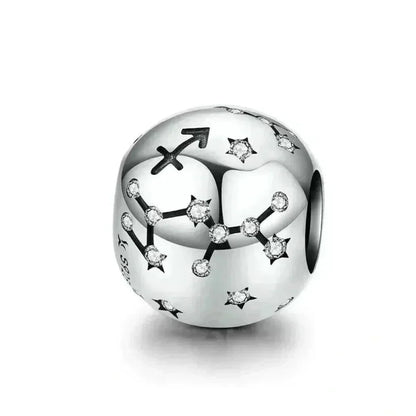 Vintage 925 Sterling Silver Twelve Constellations Star Sign Zodiac Beads Charms For Diy Bracelet Necklace