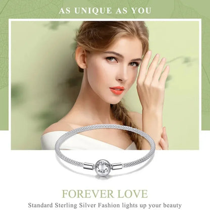 Bracelet de charme en mailles d'argent sterling – Perle « Amour éternel »