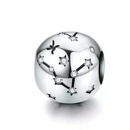 Vintage 925 Sterling Silver Twelve Constellations Star Sign Zodiac Beads Charms For Diy Bracelet Necklace