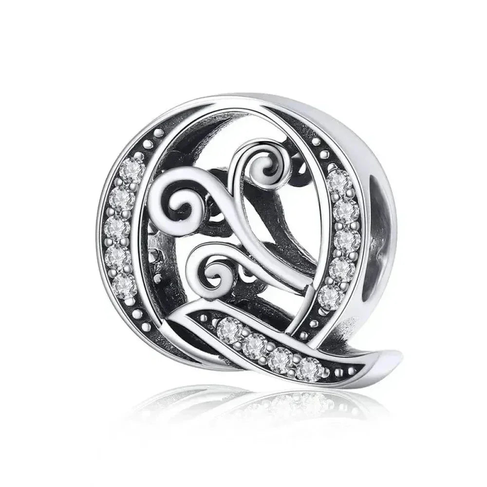Pendentif Initiales en argent sterling 925 ajouré vintage