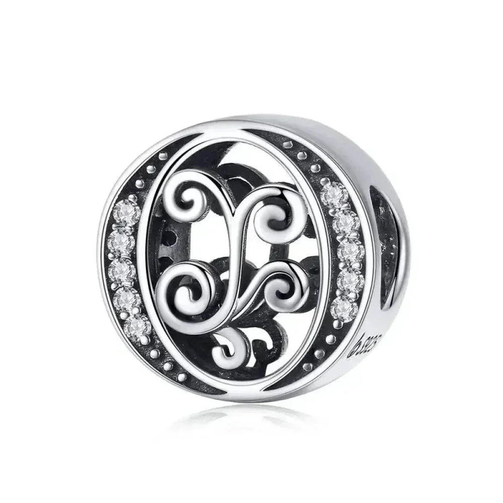 Pendentif Initiales en argent sterling 925 ajouré vintage