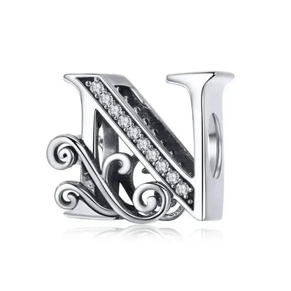 Pendentif Initiales en argent sterling 925 ajouré vintage