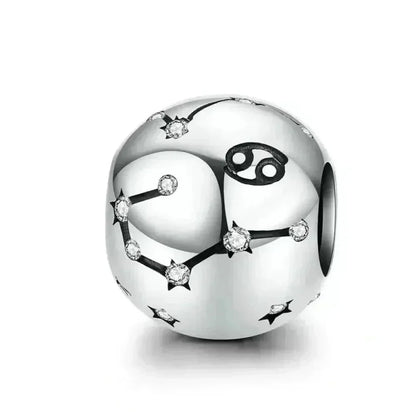 Vintage 925 Sterling Silver Twelve Constellations Star Sign Zodiac Beads Charms For Diy Bracelet Necklace