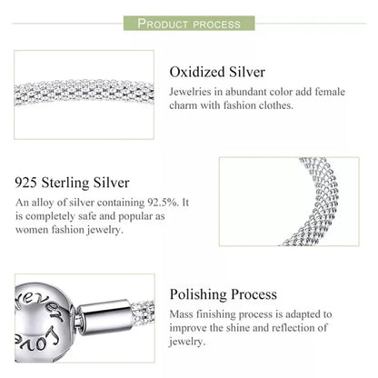 Bracelet de charme en mailles d'argent sterling – Perle « Amour éternel »