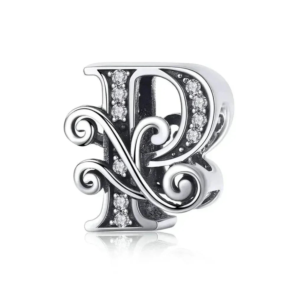 Pendentif Initiales en argent sterling 925 ajouré vintage