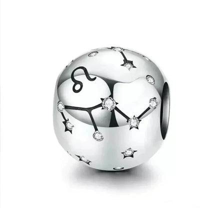 Vintage 925 Sterling Silver Twelve Constellations Star Sign Zodiac Beads Charms For Diy Bracelet Necklace