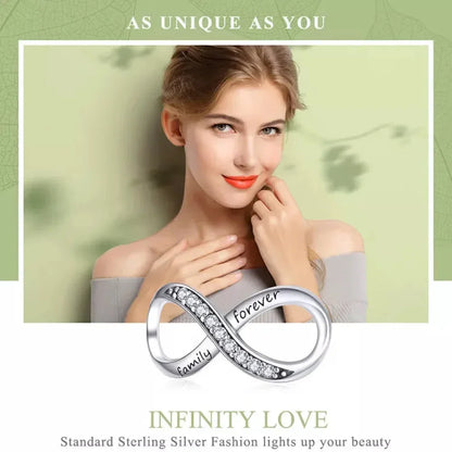 925 Sterling Silver Clear 5A Crystal Collection Family Heart X-Shape Charm Beads for Charm Bracelet & Necklace Pendant