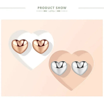 Boucles d'oreilles clous petites cœurs unies en argent sterling 925 | Bijoux fins minimalistes