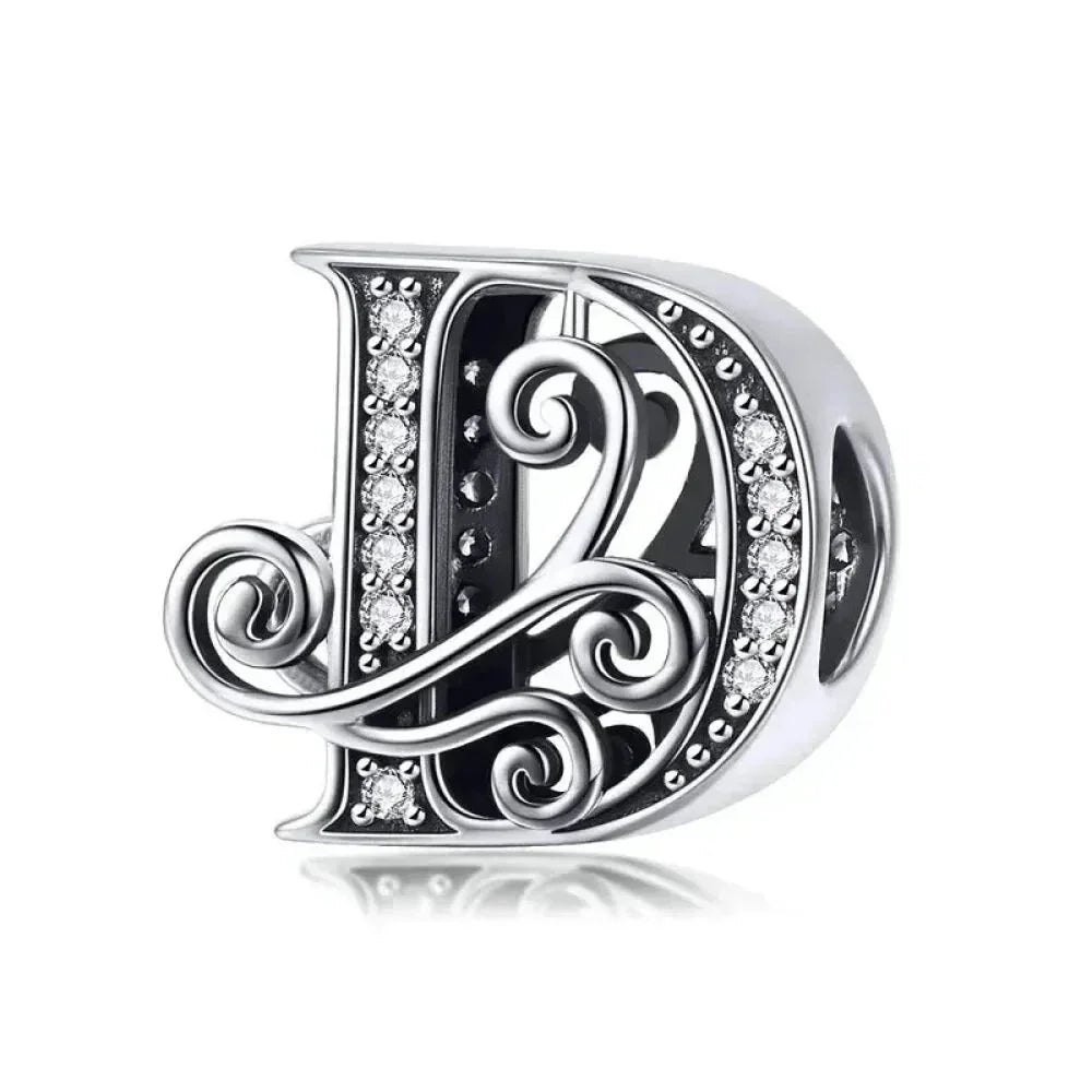 Pendentif Initiales en argent sterling 925 ajouré vintage